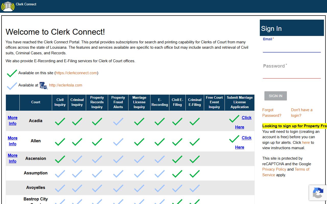 Richland Parish court records after arrest Clerk Connect portal