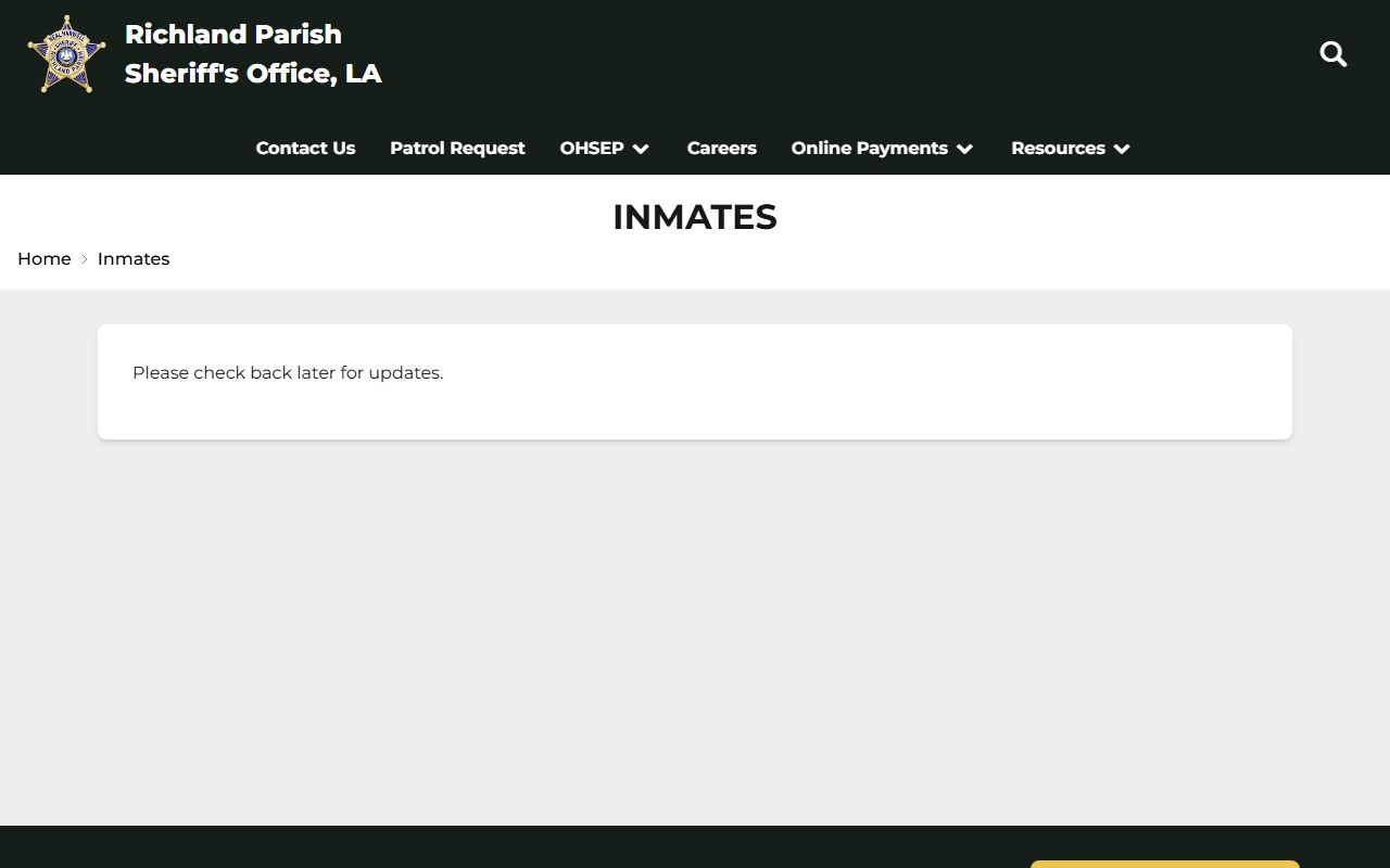 Richland Parish jail mugshots sheriff inmates page
